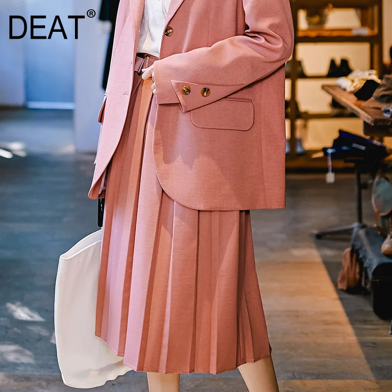 [DEAT] новая осенне-зимняя юбка с высокой эластичной талией, однотонная короткая драпированная юбка, женская модная юбка 13D448
