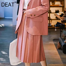 [DEAT] новая осенне-зимняя юбка с высокой эластичной талией, однотонная короткая драпированная юбка, женская модная юбка 13D448