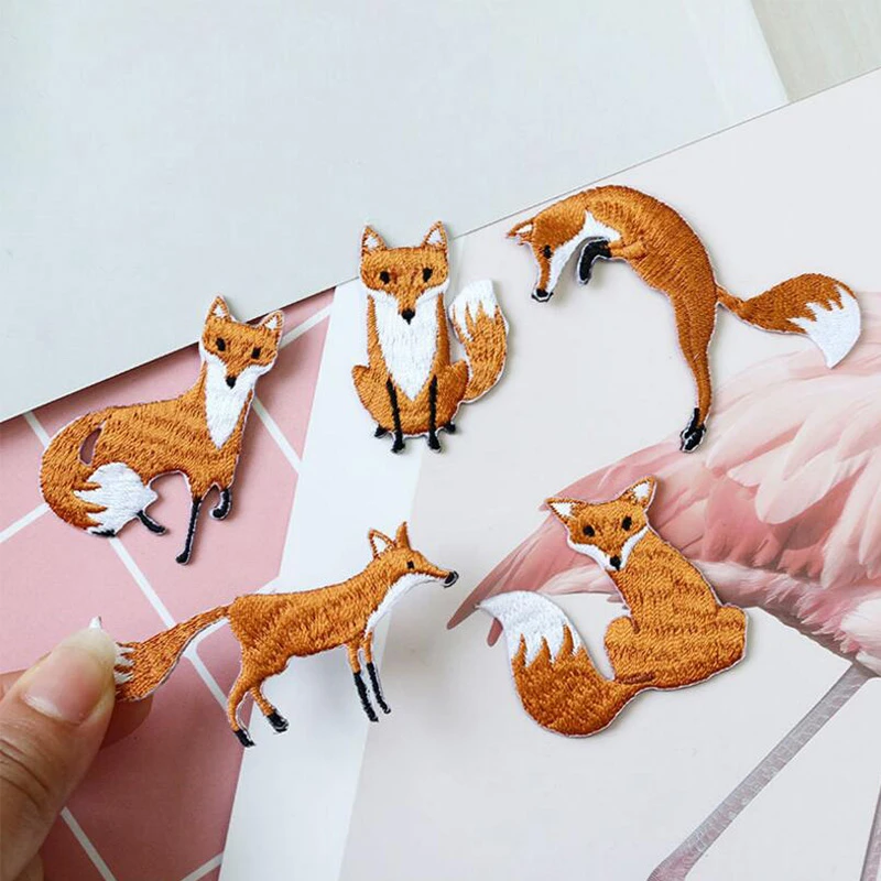 Cute Fox Embroidered Patch Animal Cartoon Kids Iron Sew on Cloth Badge
