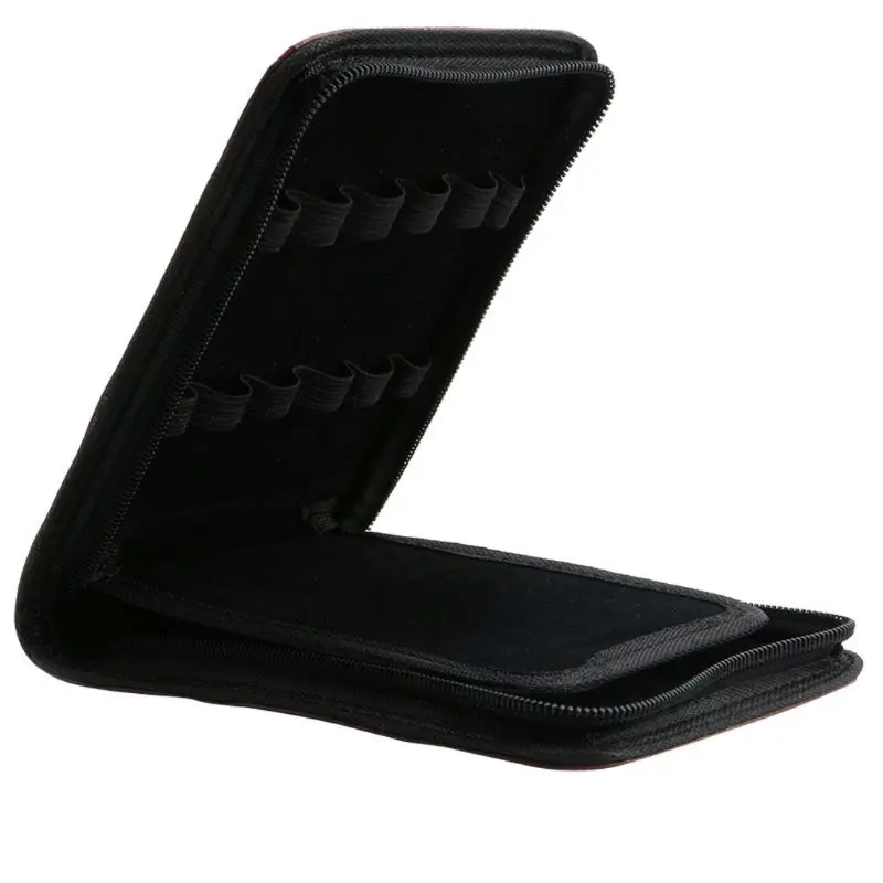 

12 Pens Fountain Pen/Roller Pen Faux Leather Zipper Case Holder New