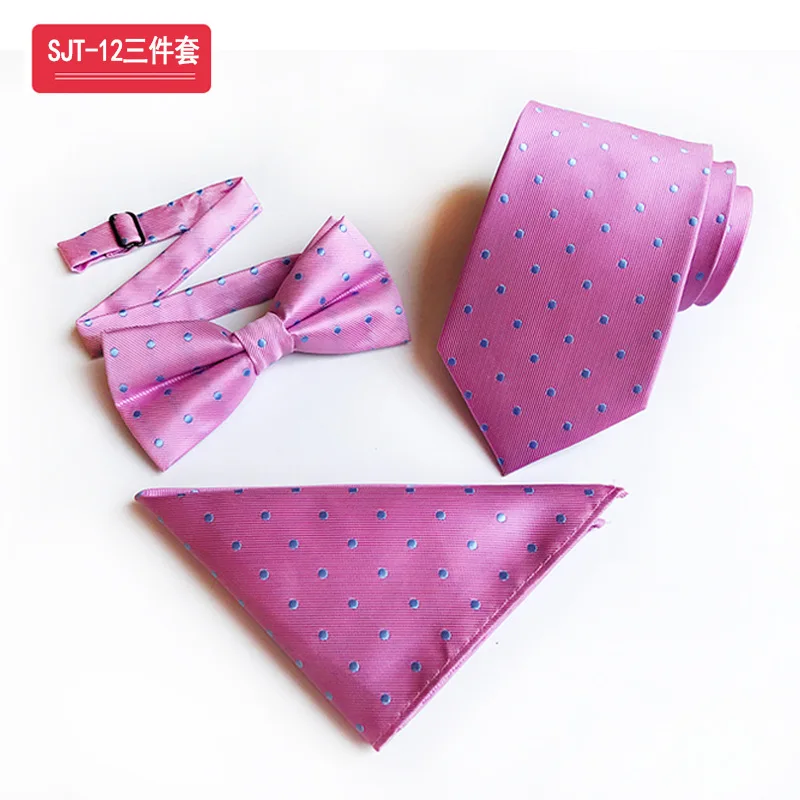 

Mens Accessories 8CM Man Necktie Blue Dot Ties & Bowtie & Hanky Set 100% Silk Jacquard Steady Dress Gravata Business Activities