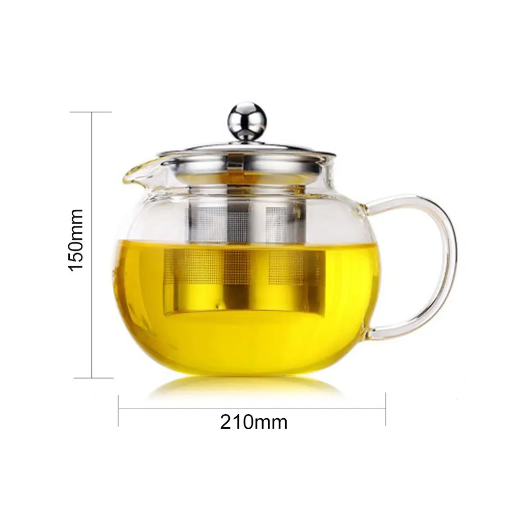 High Temperature Resistance Clear Borosilicate Glass Teapot Elegant Glass Tea Cup Teapot With Stainless Steel Infuser