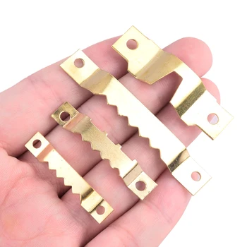 

25pcs Small Heavy Duty Sawtooth Picture Frame Hanger Hanging Photo Wall Oil Painting Mirror Saw Tooth Hooks with Screws Golden