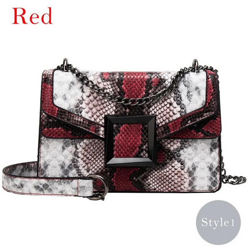 Red Женская сумка на плечо со змеиным принтом, модная сумка через плечо - Цвет: Red