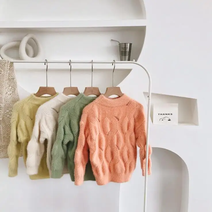 

2019 New Arrival Girls Knitted Sweaters Autumn Winter Full Sleeve Fashion Girls Pullover Sweater 2-7 Years PQ181