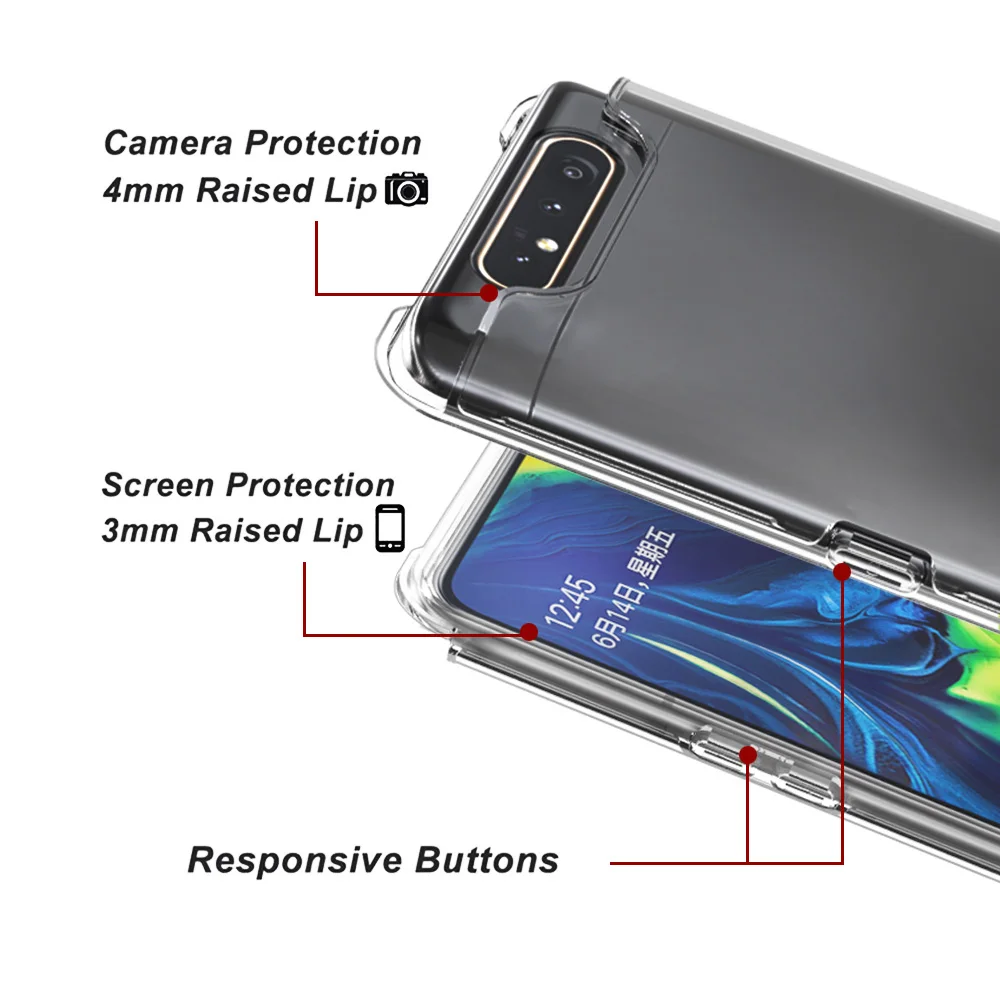 Transparent TPU For Samsung Galaxy A40 A50 A50s A51 Case Hard PC 2 in 1 Phone 3