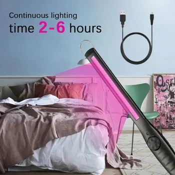 

Portable UV disinfection lamp UVC Purple Light Portable USB Rechargeable Sterilization Lamp for Indoor Outdoor Use