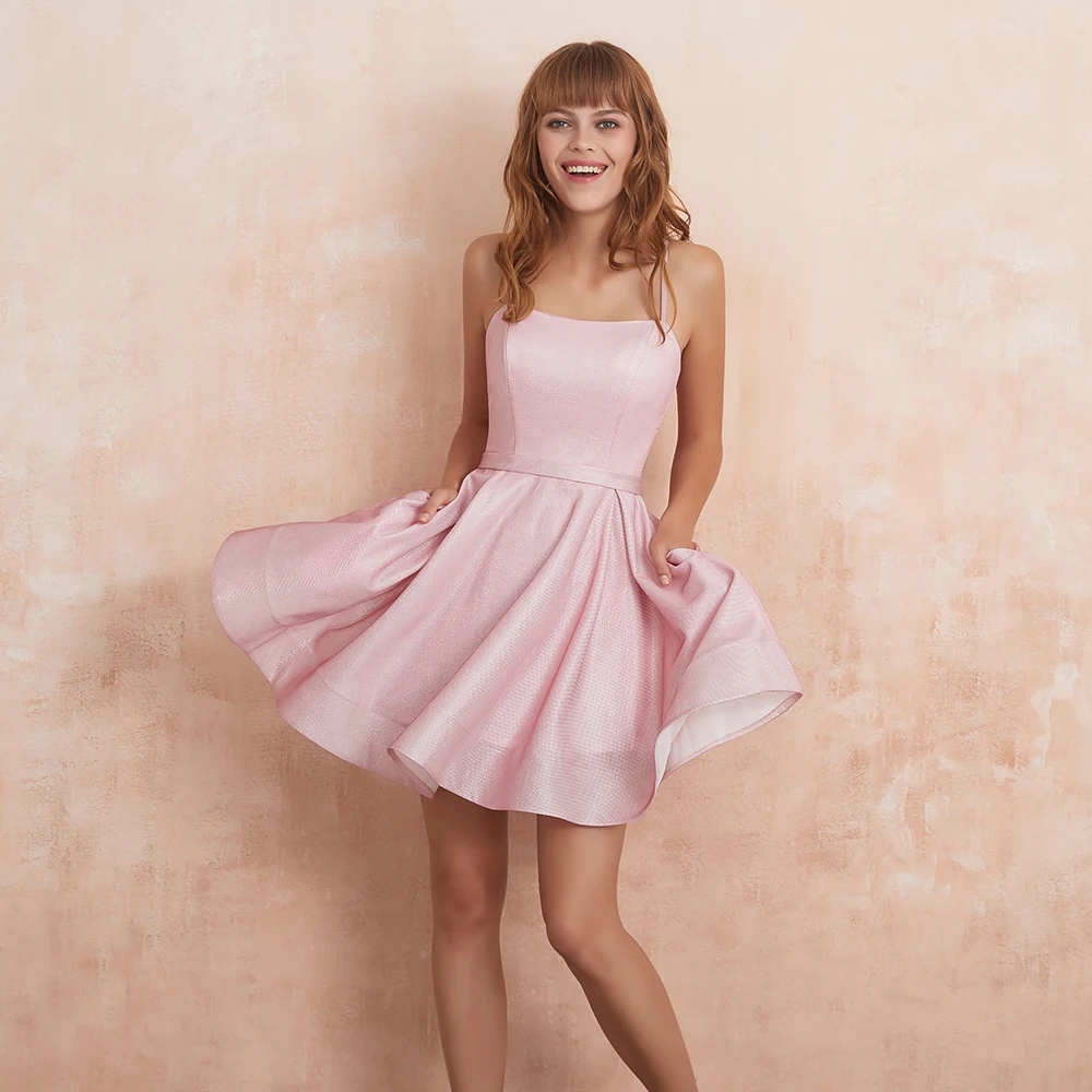 

VKBRIDAL Sexy Strapless Pockets Homecoming Dresses 2019 Glitter Short Prom Party Dress with Removable Straps