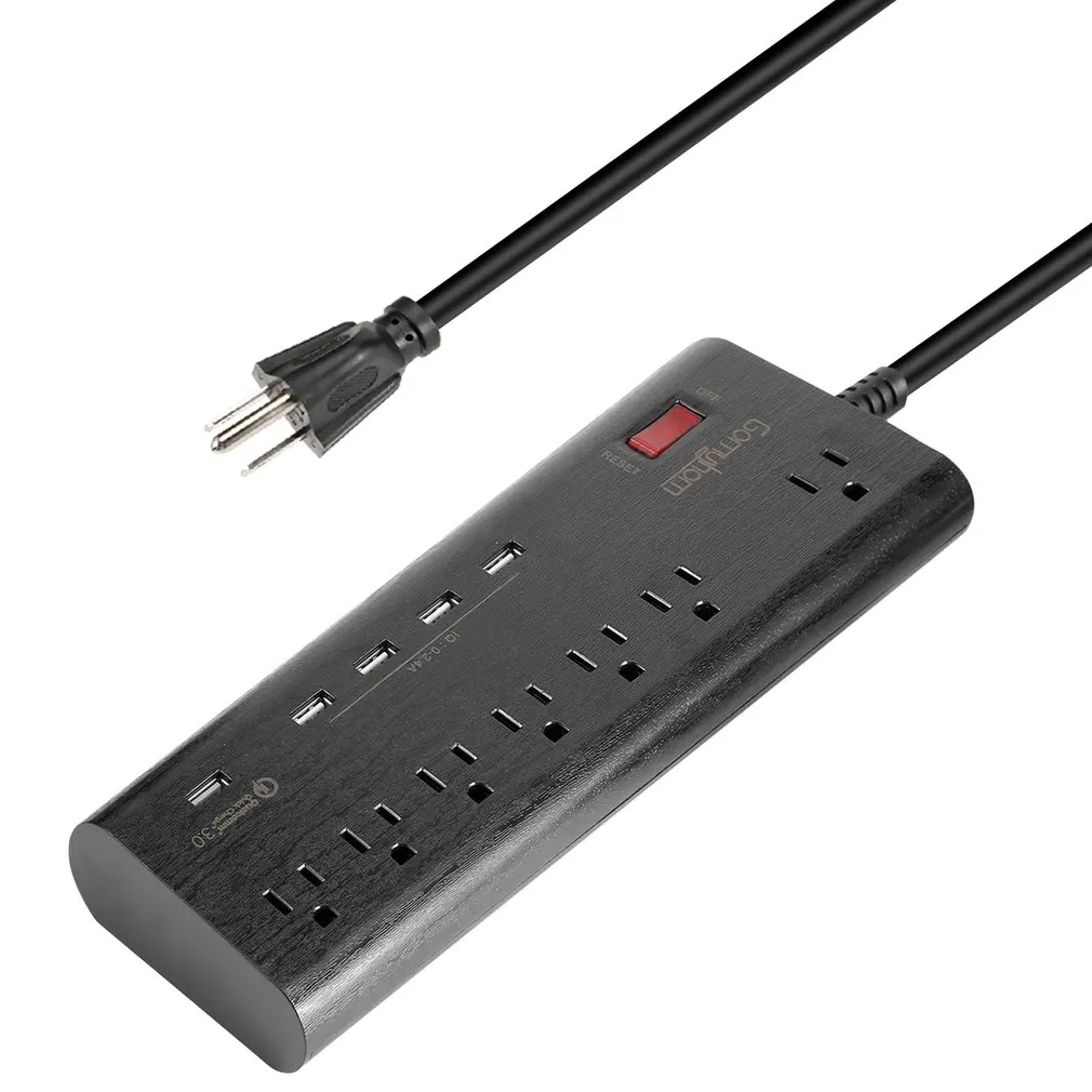 USB зарядное устройство розетка 7 выходов 1 QC 3 0 порт и 4 Смарт удлинитель свинцовая