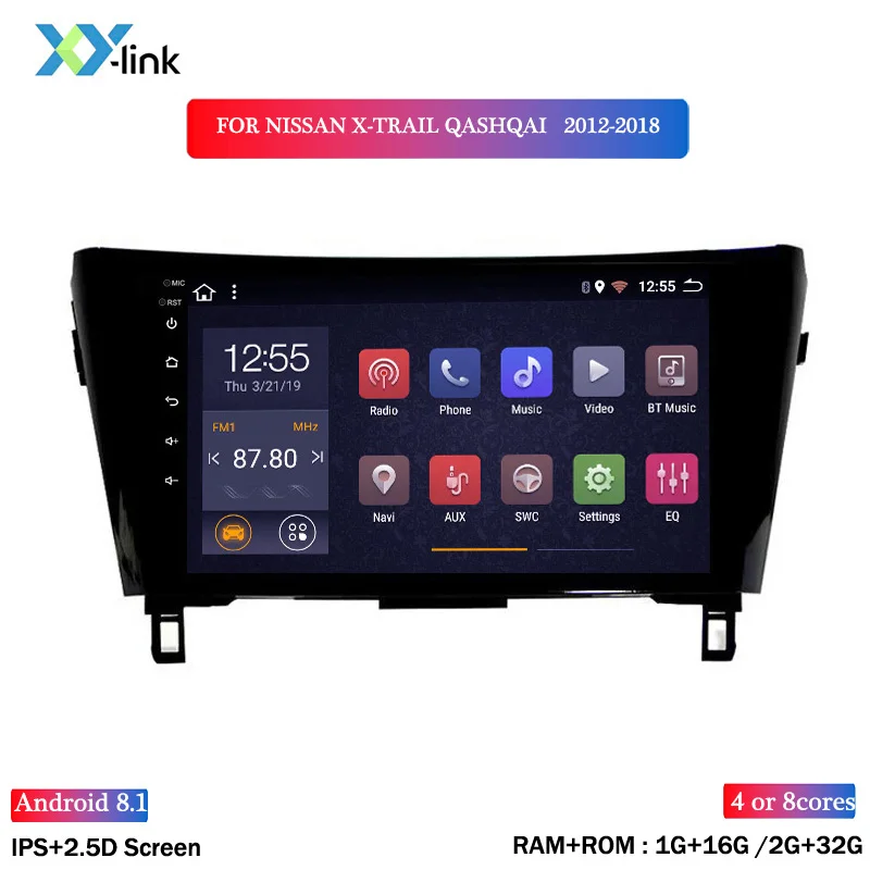 Top 10.1 inch Wanqi Android 8.1 2+32G wifi and 4G 2.5D full touch  for 2012-2018 year Nissan QashQai X-Trail car dvd radio 1