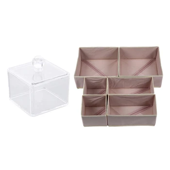 

7 Pcs Foldable Underwear Storage Box Drawer Divider Bra Socks Washable Folding Boxes Home Organizer, 1Pcs Transparent & 6Pcs Pin