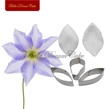 

5pcs/set Clematis Petal Veiner Silicone Mold Stainless Steel Cutter Molds Handmade Fondant Flower Mould Cake Decorating Tools