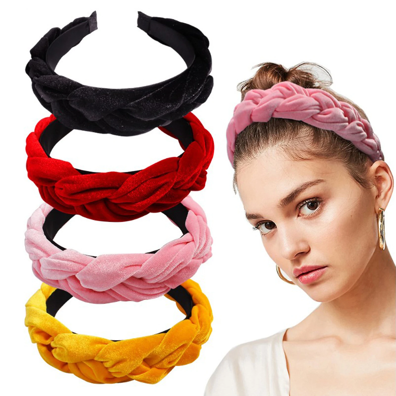 

New Fashion Thick Flannel Hair Accessories Multi-layer Cross Knot Turban Handmade Hairband Women Hair Hoop Headband