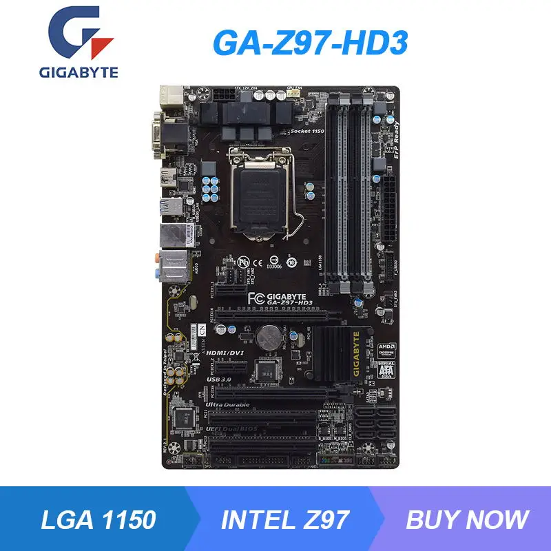 GA-Z97-HD3 Материнская плата Gigabyte Intel Z97 LGA 1150 DDR3 32 Гб HDMI 6 ×USB 3 0 ATX Core i7 i5 i3 Xeon E3-1280 v3 |