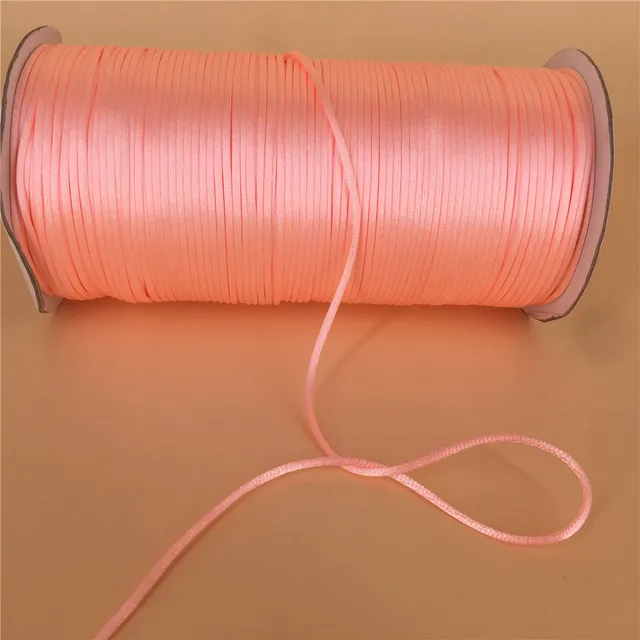 2MM  Chinese Knot Line Cord Silk Satin Nylon Cord 35colors for DIY String Necklace Bracelets 20meters Lot Pink 156