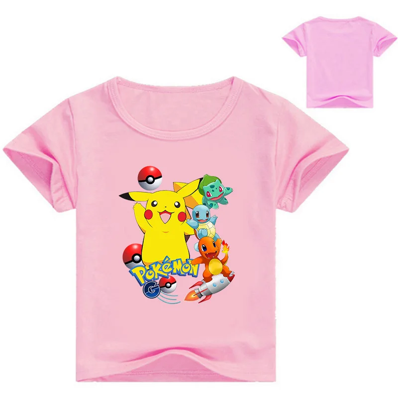 От 2 до 16 лет г. Летняя модная футболка Pokemon, детские футболки для мальчиков Camiseta Pokemon Infantil футболка «Пикачу» футболка на день рождения для девочек