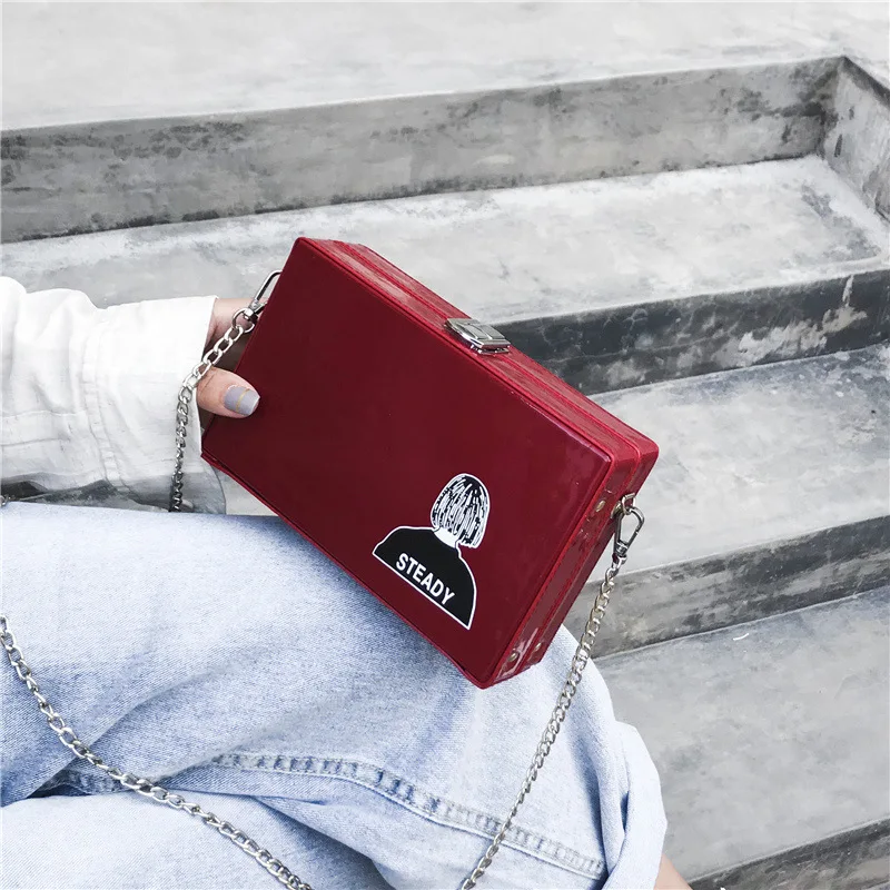 

Korean-style Stereo Stereotypes Square Sling Bag Figure Shadow Printed Shoulder WOMEN'S Bag