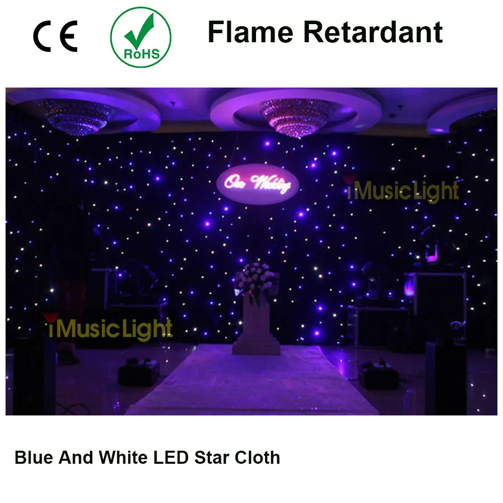 

2,44 м x 12,5 М DMX светодиодная система Starcloth, черный тканевый синий + белый СВЕТОДИОДНЫЙ занавес для свадебного дискотеки