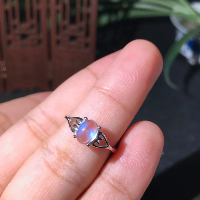 Изысканное женское серебряное кольцо с лунным камнем, натуральный камень, серебро 925 пробы, хороший цвет, подарок на день рождения, подарок на год