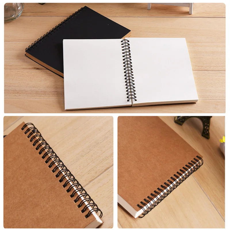 Black Cover Privacy Diary Drawing Painting Paper Graffiti Sketch Book Notebook G 