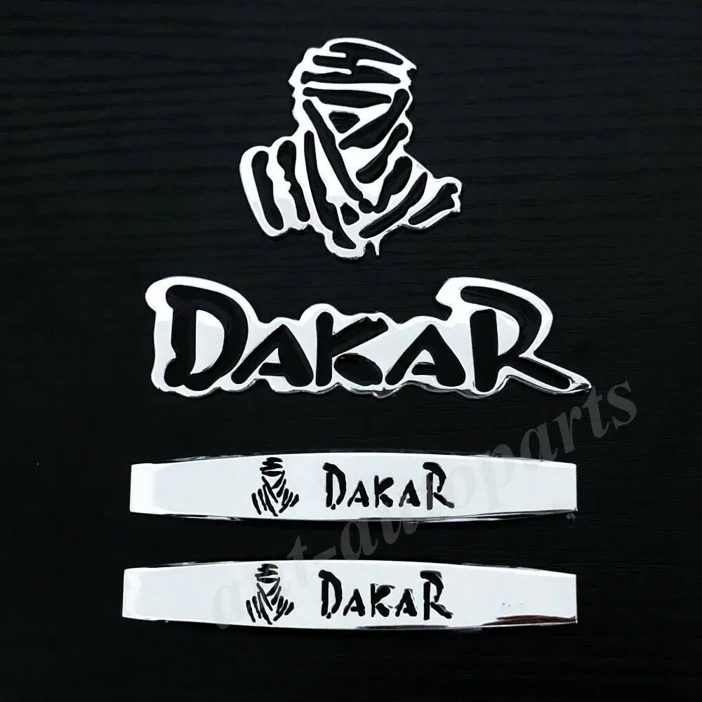 

4x Metal Chrome Dakar Rally Logo Car Trunk Emblem Badge Decals Sticker SUV 4X4