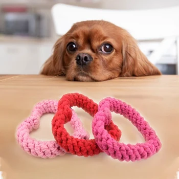 

1 Hand-knitted Pet Dog Toy Heart-shaped Random Color Dog Molar Toy Chew Toy Teething Props Dog Toys Dog Supplies new