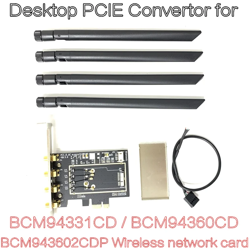 Адаптер BCM94331 BCM94360CD BCM943602CDP WLAN для настольных ПК PCI E PCIe Express 1X 16X адаптер конвертер