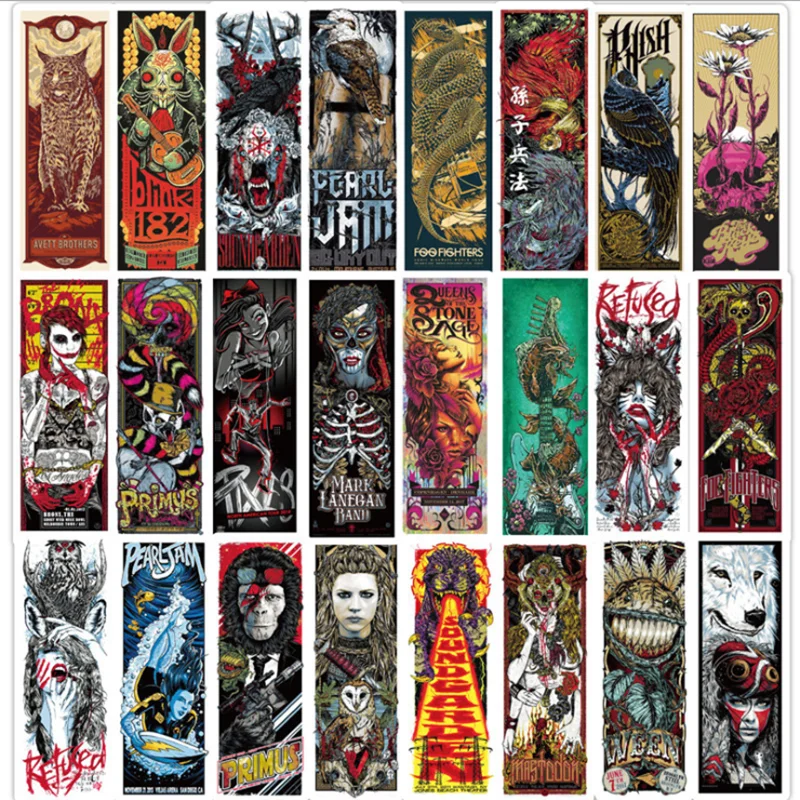 

10/30/50 PCS Popular Retro Personality Horror Goth Punk Motorcycle Car Trolley Case Waterproof Sticker Graffiti Toy Wholesale
