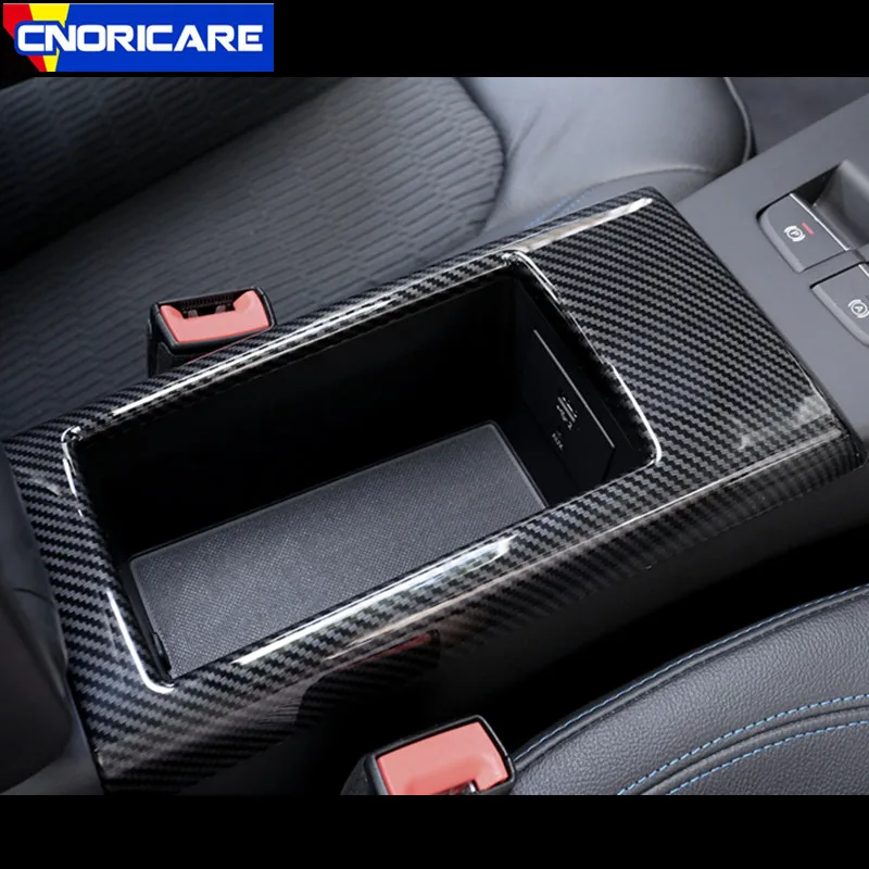 Car Center Console Armrest Storage Box Frame Decoration Cover Trim ABS For Audi A3 8V 2014-18 Interior Carbon Fiber Style