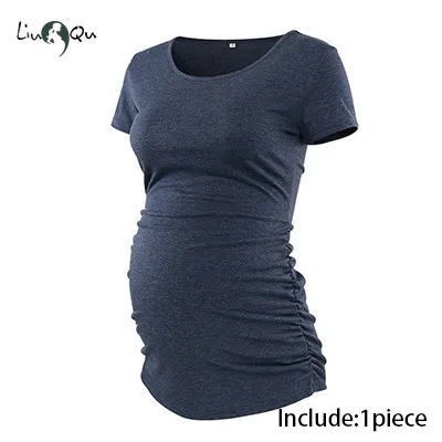 pic Комплект из 3 предметов; Одежда для беременных; Ropa Embarazada; футболка; топы; Футболка для беременных; повседневная одежда с оборками сбоку - Цвет: pic