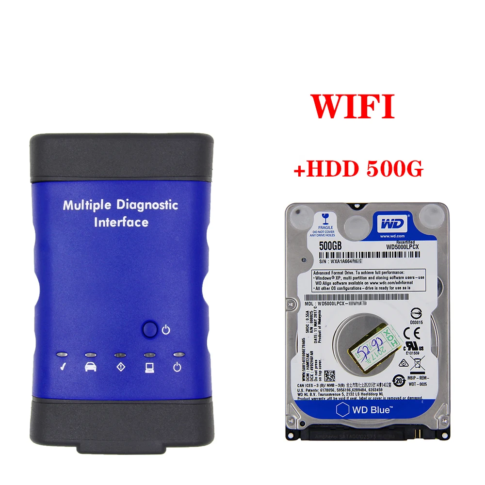 WIFI With HDD500G MDI множественный диагностический интерфейс OBD2 wifi USB сканер с HDD 500G Автомобильный диагностический инструмент MDI wifi сканер для GM V2019.04 - Цвет: WIFI With HDD500G