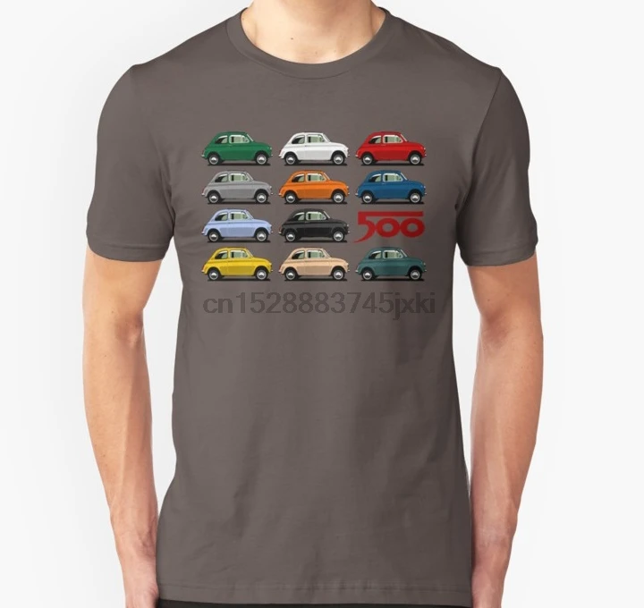 Мужская футболка с коротким рукавом Fiat 500 унисекс боковым видом женская | одежда