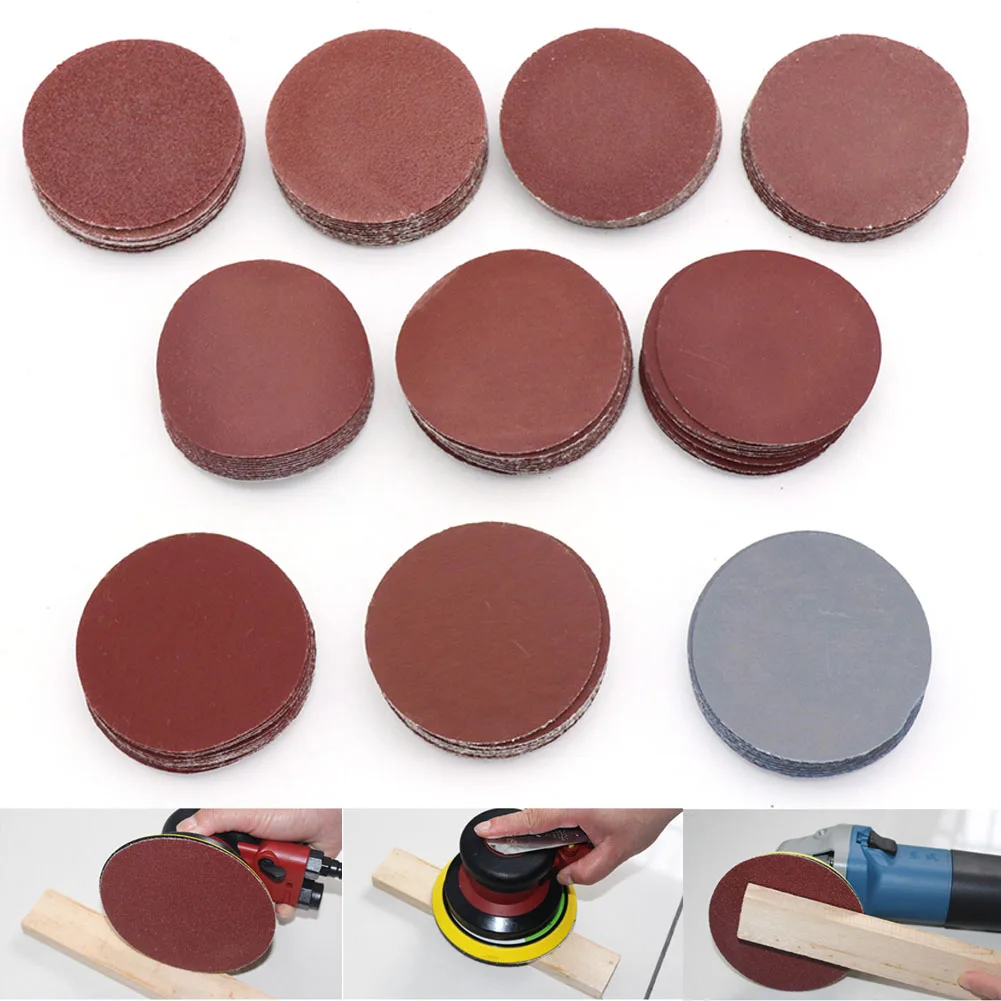 100Pcs Grinding Sanding Disc Set Assorted Circular Sander Hook Loop Sheets 2inch 80-3000 Grits Polish Pad Mini Abrasive Paper