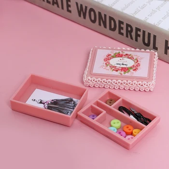 

One Set Cute Sewing Box Suit With Design Drawings Sewing Tools 1:12 Miniature Dollhouse