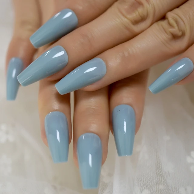 Neon Fake Nails Nude French Nail Extra Long Ballerina Green V Shape Faux Ongles With Adhesive Glue Sticker 24 False Nails Aliexpress