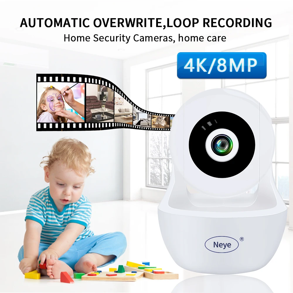 N_eye wifi camera 8MP 4K Baby Monitor Wireless Dome ip Camera two way audio with infrared AI auto track security pan-tilt Camera