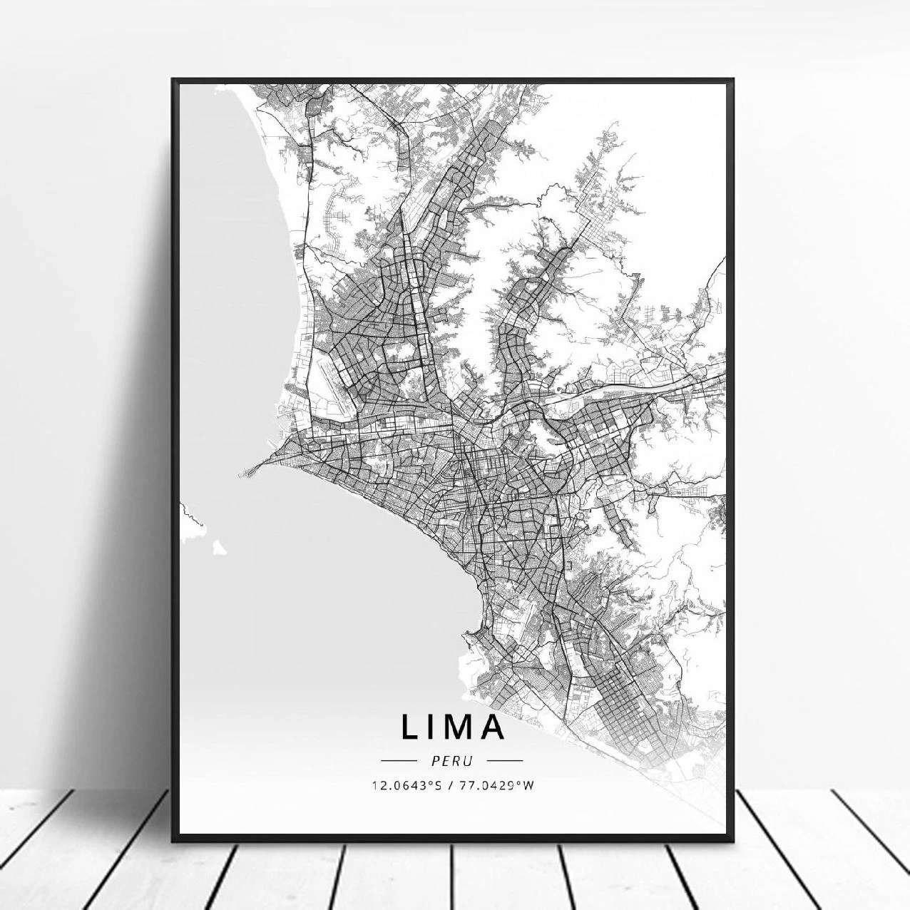 Lima Cuscoトルヒーリョarequipaペルーキャンバスアートマップポスター 絵画 書道 Aliexpress