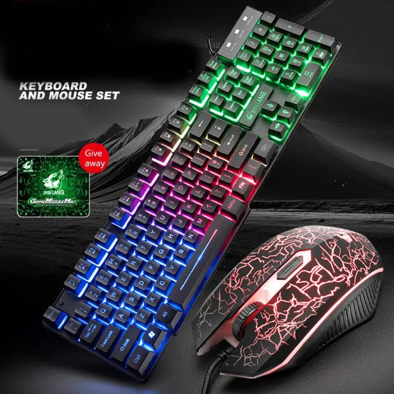 

1Set T11 English Version Button Key Keyboard Rainbow Backlight Mechanical Keypad Mouse for PC Laptop Desktop Gaming Kit