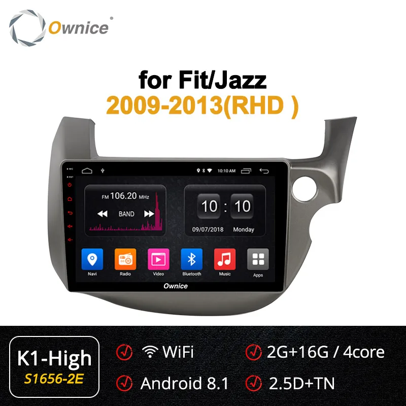 S1656-2 K1 HIGH Ownice k3 k5 k6 2din Android 9,0 Автомагнитола dvd gps Navi для Honda FIT JAZZ 2008-2013 360 Panorama DSP 4G Автомагнитола - Color: S1656-2 K1 HIGH