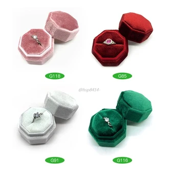 

Octagon Velvet Ring Box Single Ring Display Holder with Detachable Lid Ring Box Holder for Wedding Ceremony
