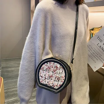 

Wholesale winter ins super fire woolen handbag 2020 new Korean version of the wild chain small round bag mini messenger bag net
