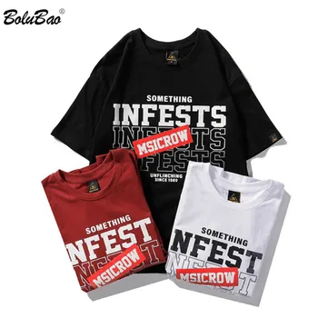 

BOLUBAO Men's Brand T Shirts Summer New Men Short Sleeve Street Simple Letter Print Light Thin Male Fashion T-Shirt