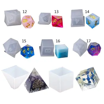 

DIY Crystal Epoxy Mold Dice Fillet Ring Digital Game Jewelry Silicone Mould