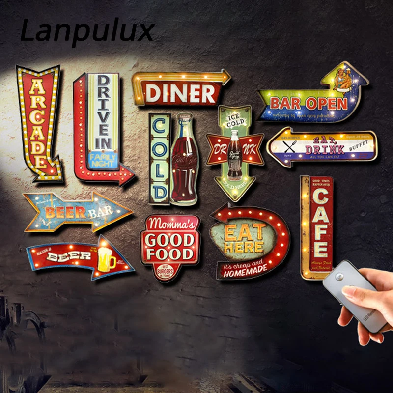 Новый светодиодный настенный светильник Железный арт Route66 Кола мороженое ночные