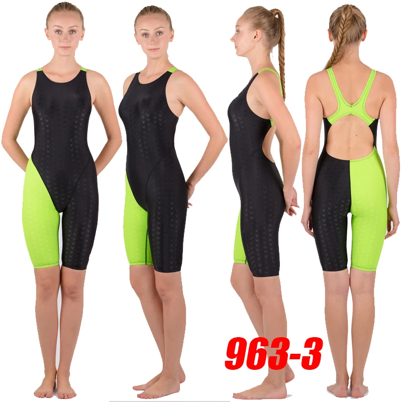 NWT HXBY 963 WOMEN'S GIRL'S COMPETITION TRAINING RACING PROFESSIONAL KNEESKIN SWIMWEARS SWIMSUITS FISH-SCALE PATTER ALL SIZE