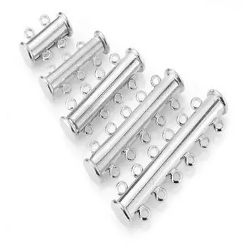 

Free shipping 100pcs/Lot 2 3 4 5 6 7 8 9 10 11 12 Strand Jewelry DIY White Gold Plated Slide Lock Magnetic Tube Column Clasps
