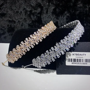 

New Rhinestone Zirconia Tiara Longer Size Silvery/Gold Headband Royal Bridal Wedding Dressing Crown Accessory Women Jewelry