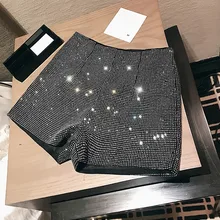 Весенние новые тяжелые блестящие шорты с высокой талией, женские узкие широкие брюки, женские шорты