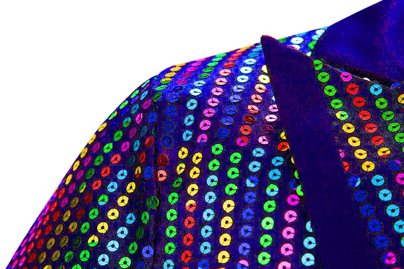 Цветной блейзер с блестками и радужным блеском, мужской пиджак на одной пуговице, приталенный мужской пиджак с отворотом, вечерние блейзеры для выступлений, одежда для певцов