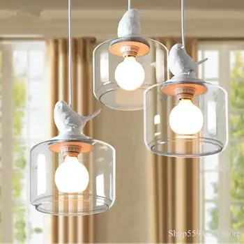 

Modern Glass Bird Pendant Lamp Children Home Pendant Lamp Luminaire Design Hanglamp Light Suspension Kids Room Chandeliers White